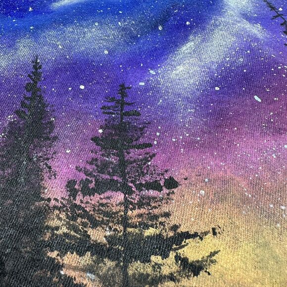 Vintage Hand Painted‎ Denim Vest Womens Size M Forest Stars Generra Art To Wear - Picture 13 of 16